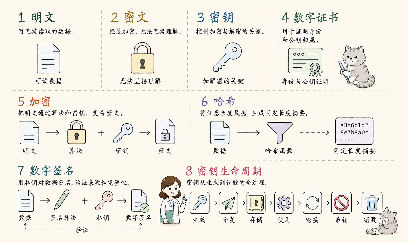 密码保护：8个核心概念信息图