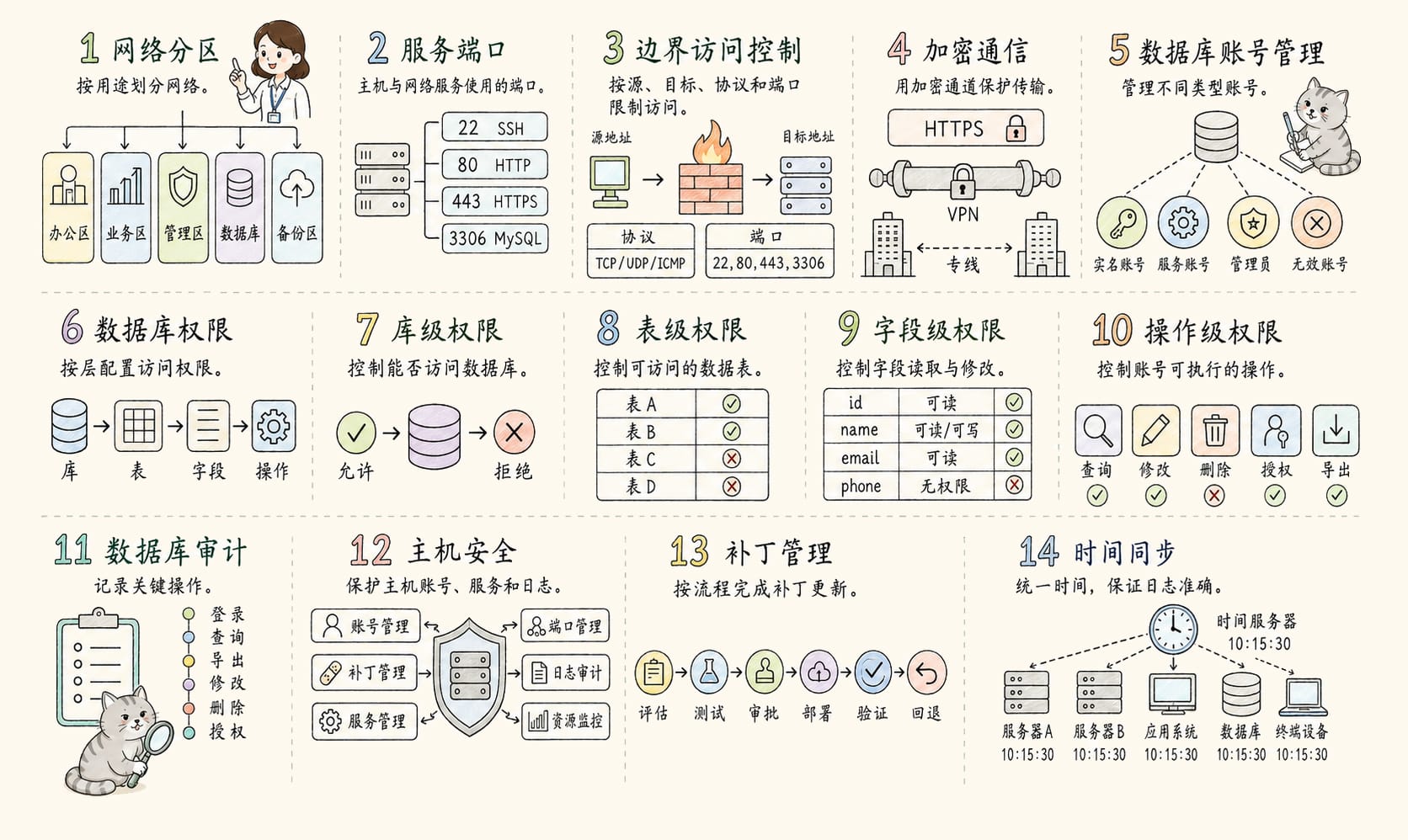 基础防护：14个核心概念信息图