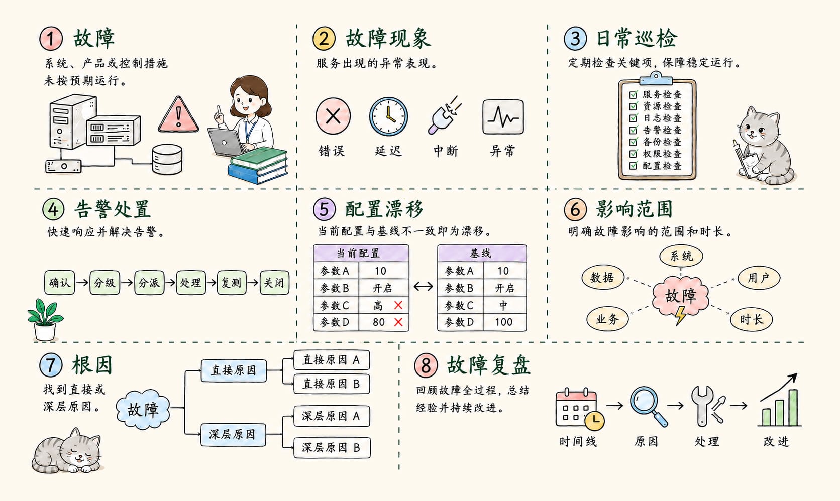 运维与故障：8个核心概念信息图