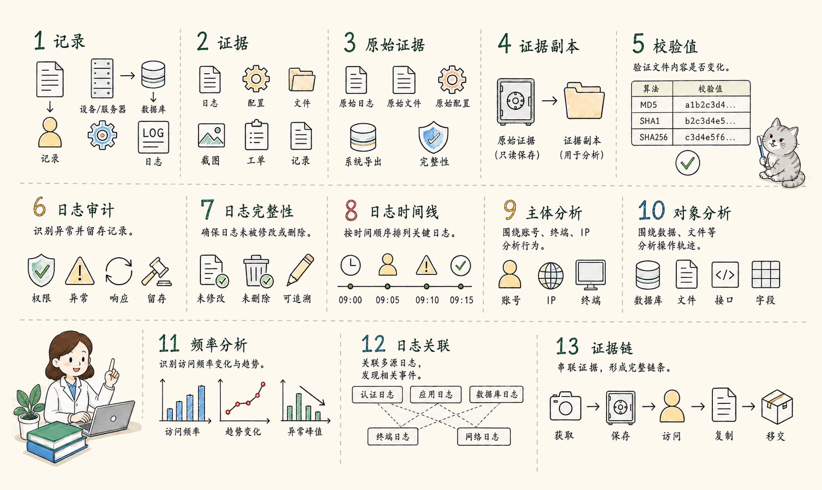 日志取证：13个核心概念信息图