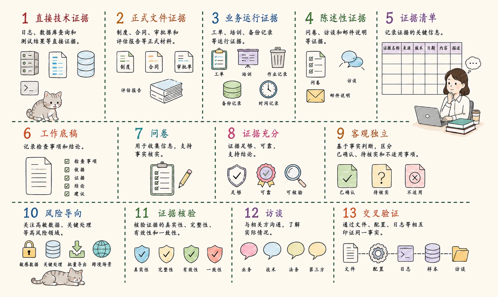 证据核验：13个核心概念信息图