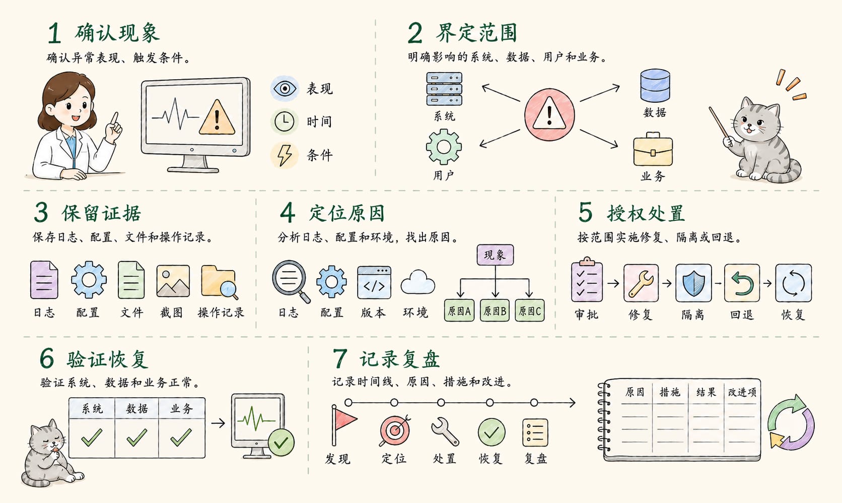 故障处置流程：7个核心概念信息图